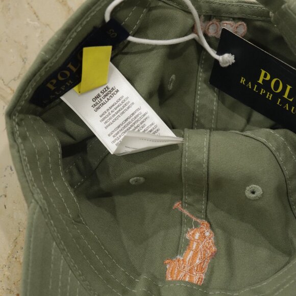 Polo Ralph Lauren Big Pony Cap | Olive Green 3 Logo Hat | Classic Adjustable Cap - Picture 6 of 6